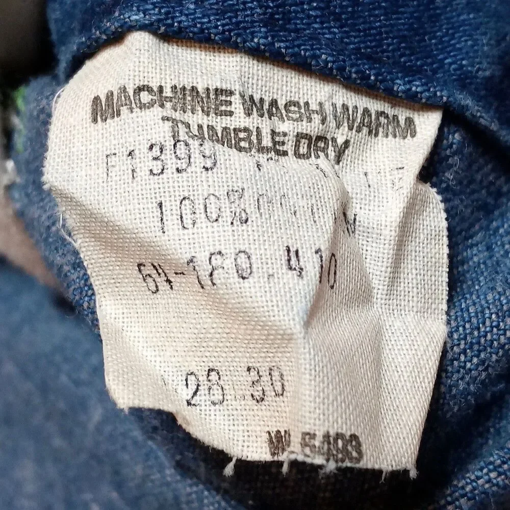 *READ* Vintage WASHINGTON DEE CEE Sanforized Denim Overalls Bib Jeans 28x30